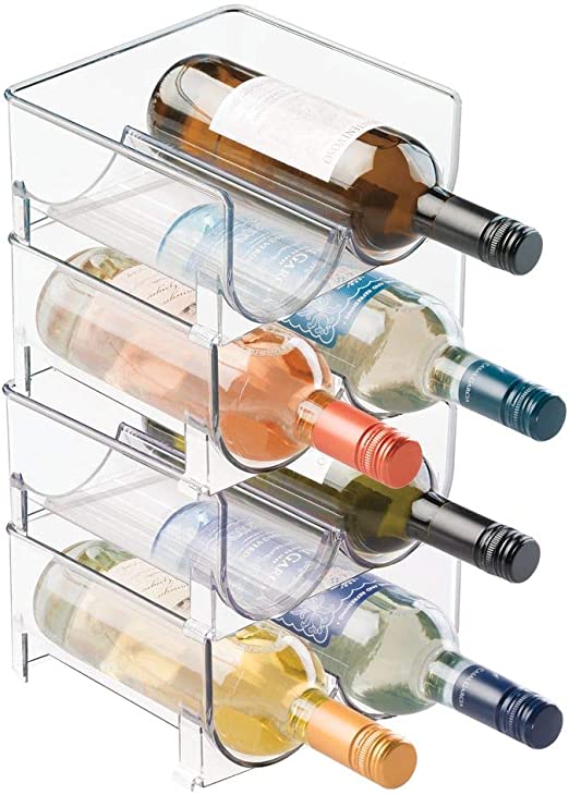 mDesign Plastic Free-Standing Water Bottle and Wine Rack Storage Organizer for Kitchen Countertops